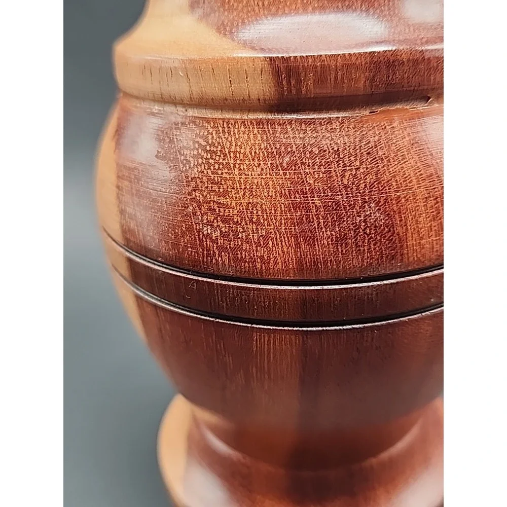 Vintage Artisan Handcrafted Hand turned‎ Two Toned Wooden Bud Vase 9